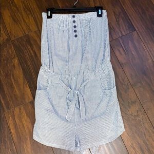 Body Central Blue/White Romper Size M